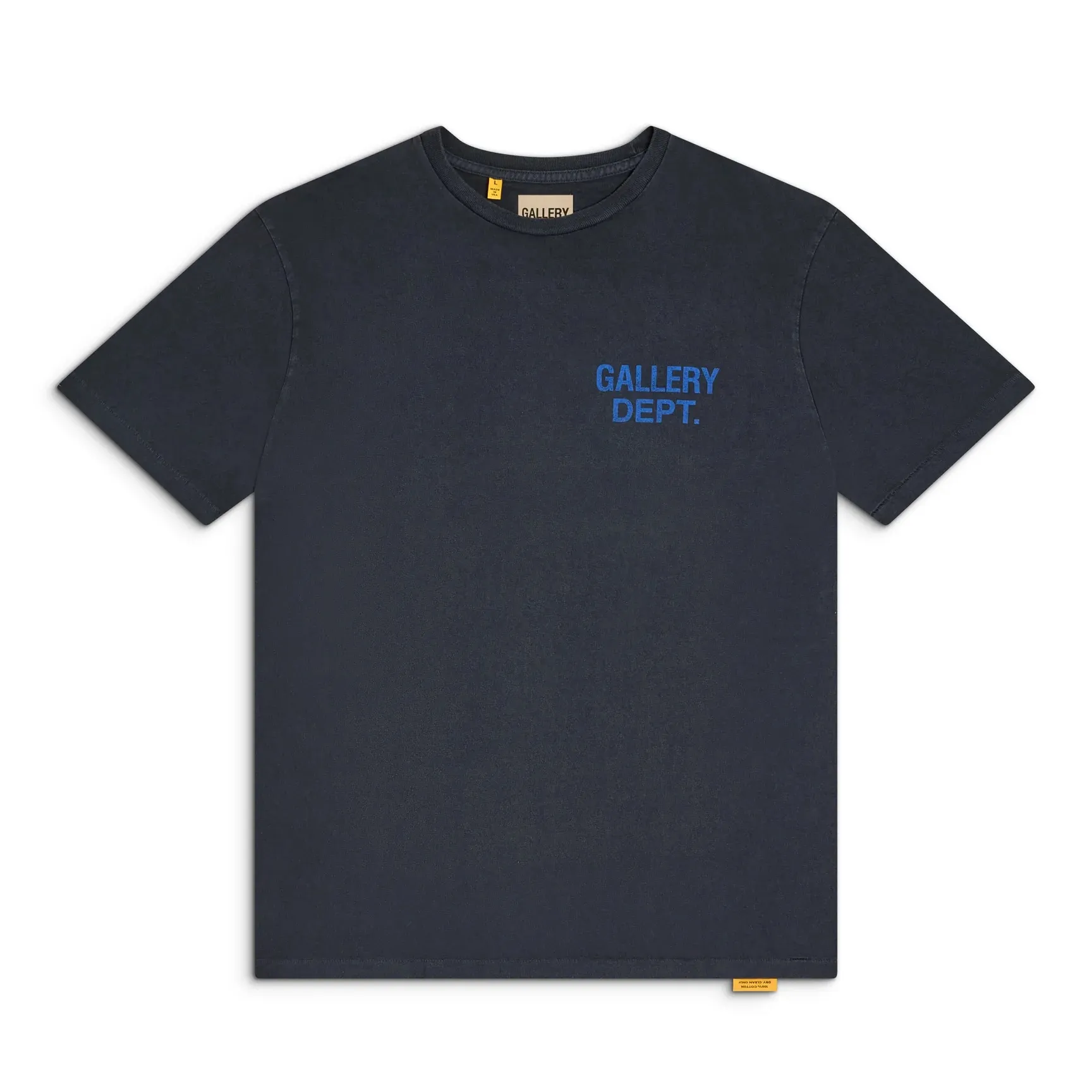 GALLERY DEPT. SOUVENIR TEE/WASHED BLACK Blue English LOGO short-sleeved Hollywood limited English TEE Washed black S-XL Assute garments dyed Re-washed and distressed Cylindrical fabric without side seams Non-open version Original development Complete accessories/matching Details in place